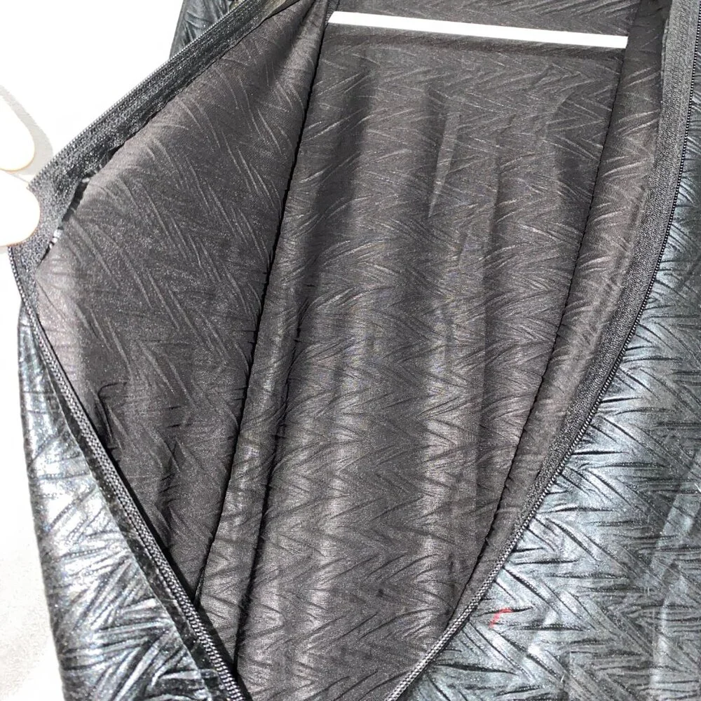 Ivy Layne Studded Black Hooded Bodysuit M/L Made in USA Edgy Zip Front - Picture 3 of 7